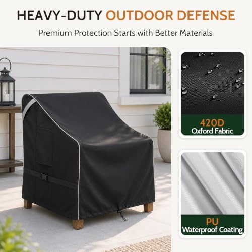 COSFLY Outdoor Patio Chair Cover Waterproof, Fits 26"W x 28"D x 33"H, 2Pack