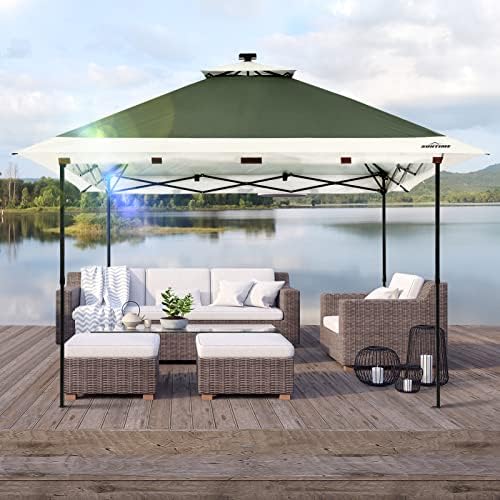 Suntime Pop Up Gazebo, Solar LED, 12x12 ft, Green