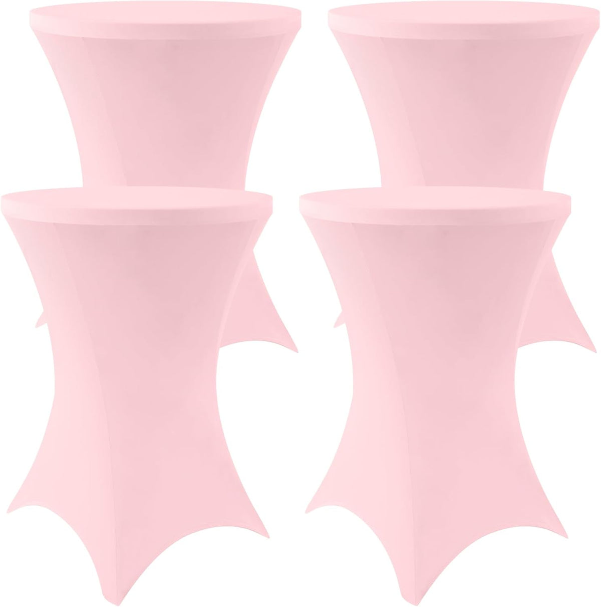 Moosfor Spandex Cocktail Table Covers 4 Pack, Elastic Fitted Stretch Table Cloth, Round High Top Tablecloths for Bar, Party, Pub, Wedding & Banquet (Pink, 32x43 Inch)