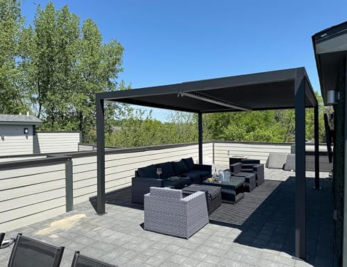 PURPLE LEAF Louvered Pergola 11' x 15' 94AS with Two Adjustable Roof Gray