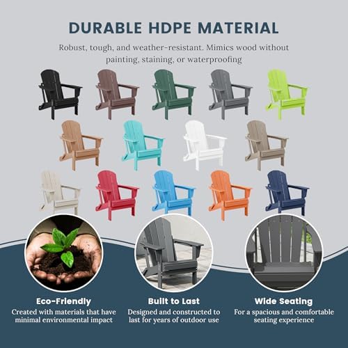 WO Home Furniture Laguna Folding Adirondack Chair, Gray