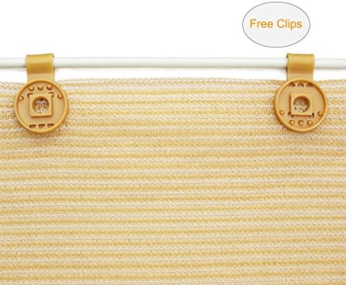 Shatex 90% Sun Shade Fabric, 8x16ft Sun-Block Net Mesh Shade with Clips for Pergola Cover Porch Vertical Screen, Beige