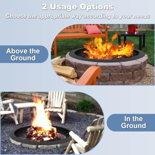 31-Inch Round Outdoor Fire Pit Ring Insert Firepit Kit, Black