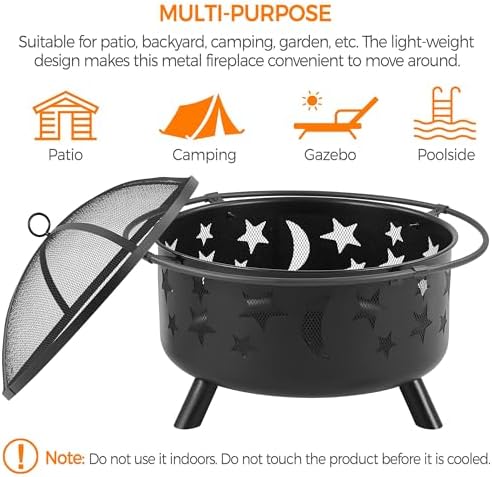 Yaheetech 30in Fire Pits for Outside Wood Burning Outdoor Fireplace