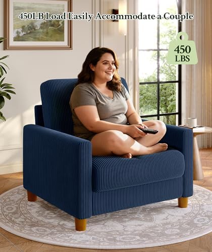 Welzona Corduroy Accent Chair, 35.5” Oversized Chair, Living Room Chairs