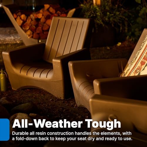Step2 Switchback Adirondack Chair for Patio, Porch, Pool, Fire Pit, Deck, Durable Outdoor Seat with Back Support for Adults, Dark Cedar