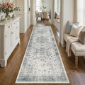 Rugxara 2'6" x 8' Blue Vintage Runner Rug for Hallways Kitchen
