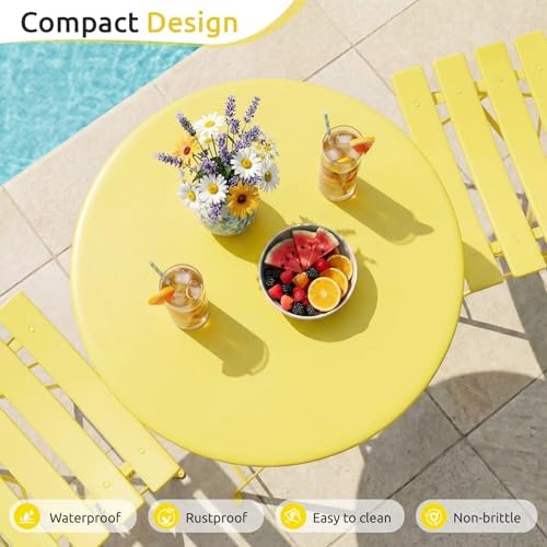 LIFERUN 3-Piece Folding Bistro Set Outdoor, Patio Table and Chairs Set of 2