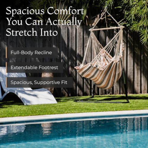 Hanging Hammock Chair Swing with Footrest - XL Hammock Swing Chair