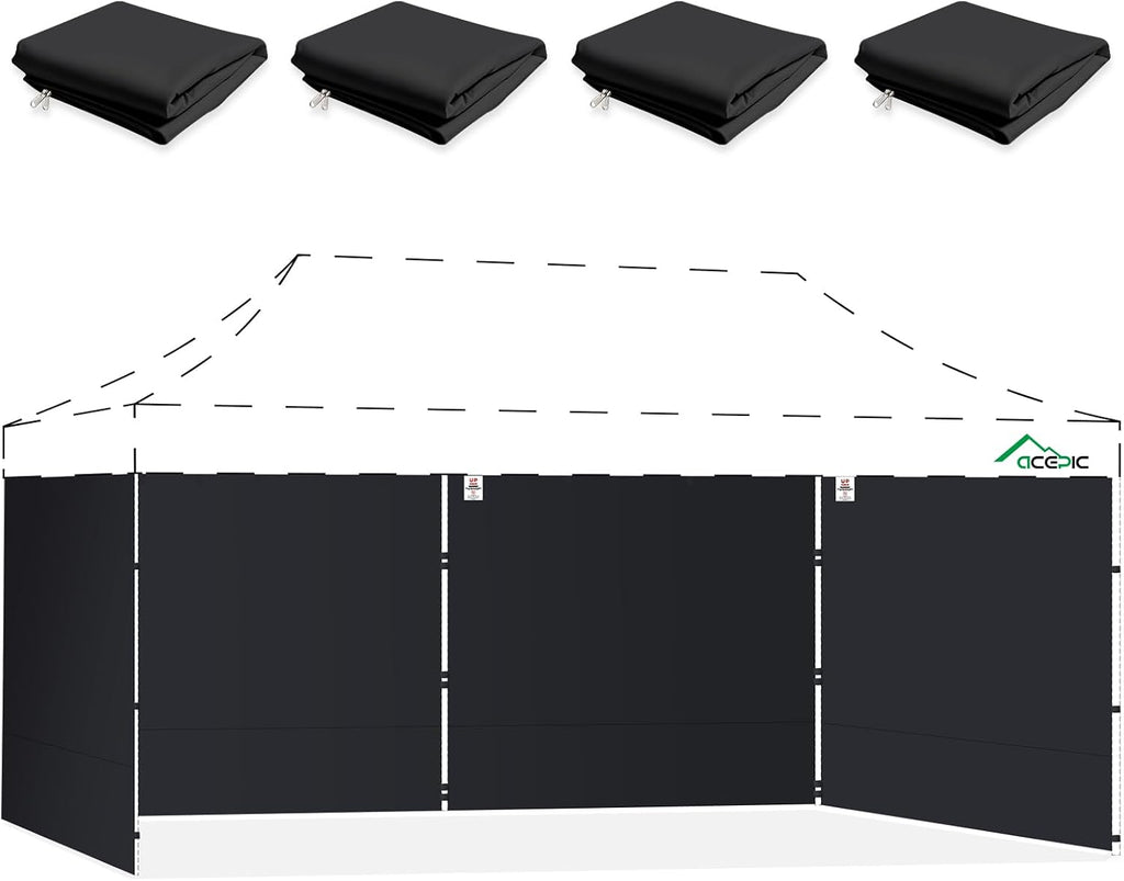 ACEPIC 10x20ft Canopy Sidewalls Only, Black (4PCS, Frame Not Included)