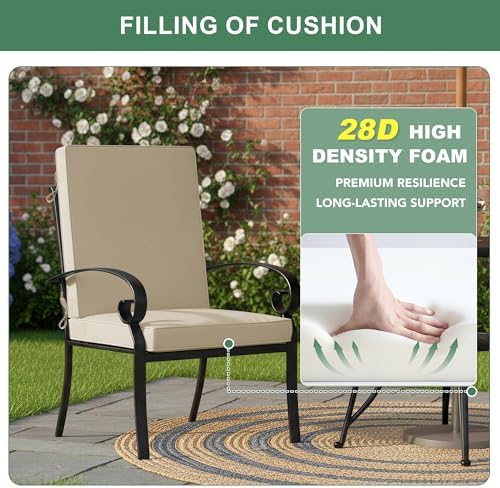 Summsun Outdoor Dining Chair Cushions 4-Pack, 20 x 20 Inch, Cream