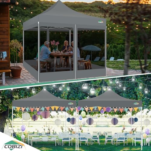 COBIZI 10x10 Heavy Duty Pop Up Canopy Tent with 4 Mosquito Netting Walls