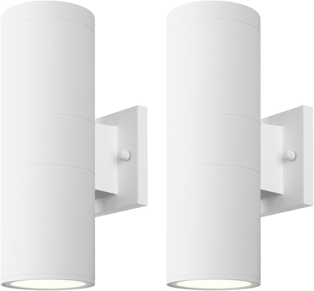 mirrea 12" Modern Outdoor Porch Light in 2 Lights, 2 Pack, Matte White