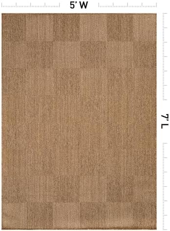 Rugshop Modern Checkered Boxes Indoor Outdoor Rug Natural/Jute 5' x 7'