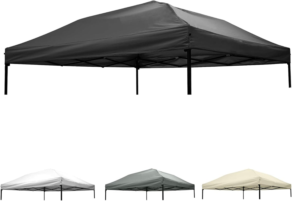 10x10 Canopy Replacement Top,300D Waterproof Pop Up Canopy Tent Cover for Straight Leg Frame,Silver Coated UV Protection,Hook & Loop Easy Setup,Top Cover Only,Frame Not Included,Black