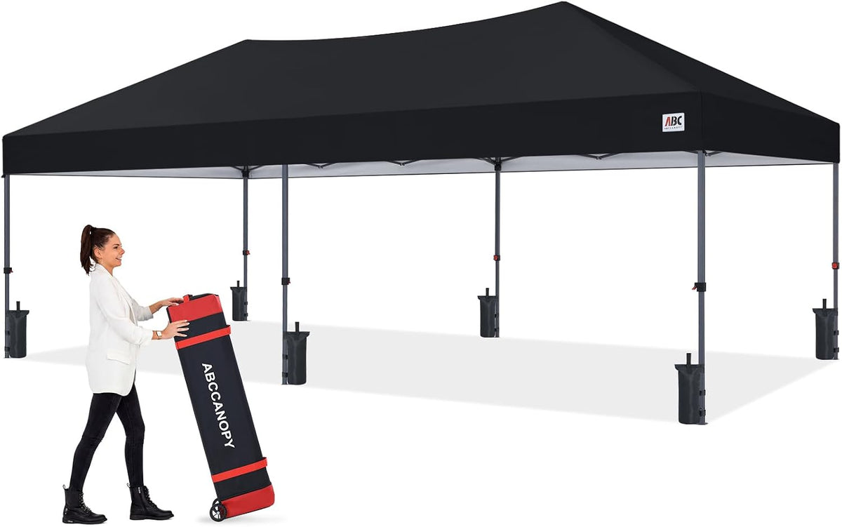 ABCCANOPY 10x20 Pop Up Canopy Tent, Heavy Duty Weather Protection, Black