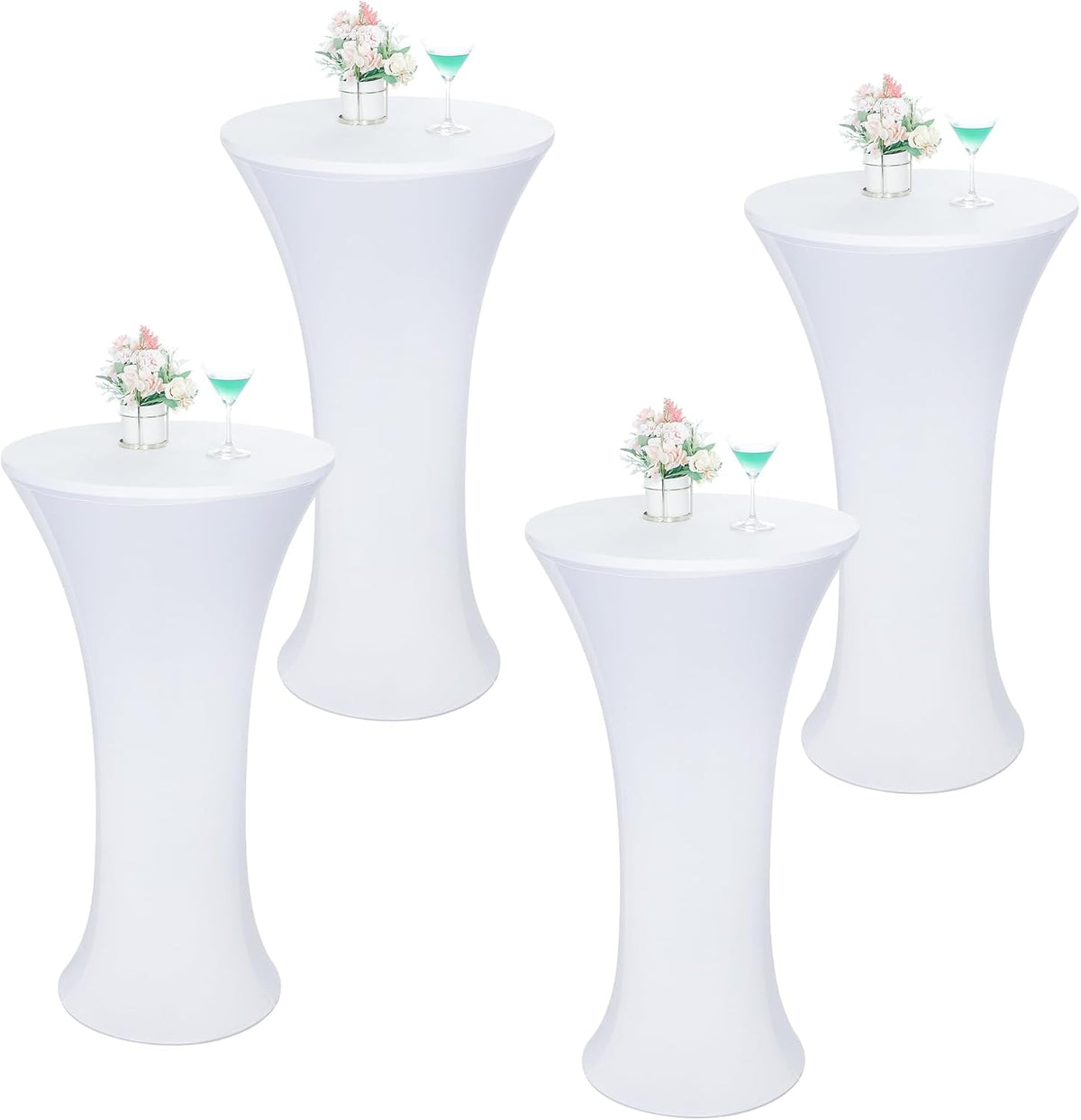 Wolkemer 4PCS 24x43 Inch Fitted Cocktail Tablecloth, Cocktail Table Cover