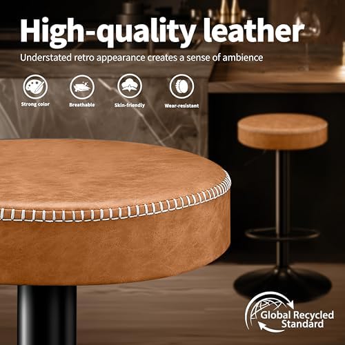 STOOLINK Tall Bar Stools Set of 2, Microfiber Leather Bar Height Stools