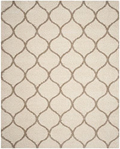 SAFAVIEH Hudson Shag Rug 10x14, Plush Trellis X-Large Ivory & Beige SGH280D