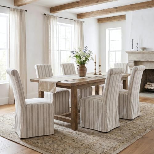 chairus Slipcovered Upholstered Parsons Dining Chairs Set of 2, Stripe