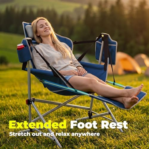 Hammock Camping Chair with Footrest, Heavy Duty Swinging Chair 500LB