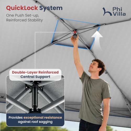 PHI VILLA 13x13 Pop Up Canopy Tent, Instant Outdoor Easy One Push Tents