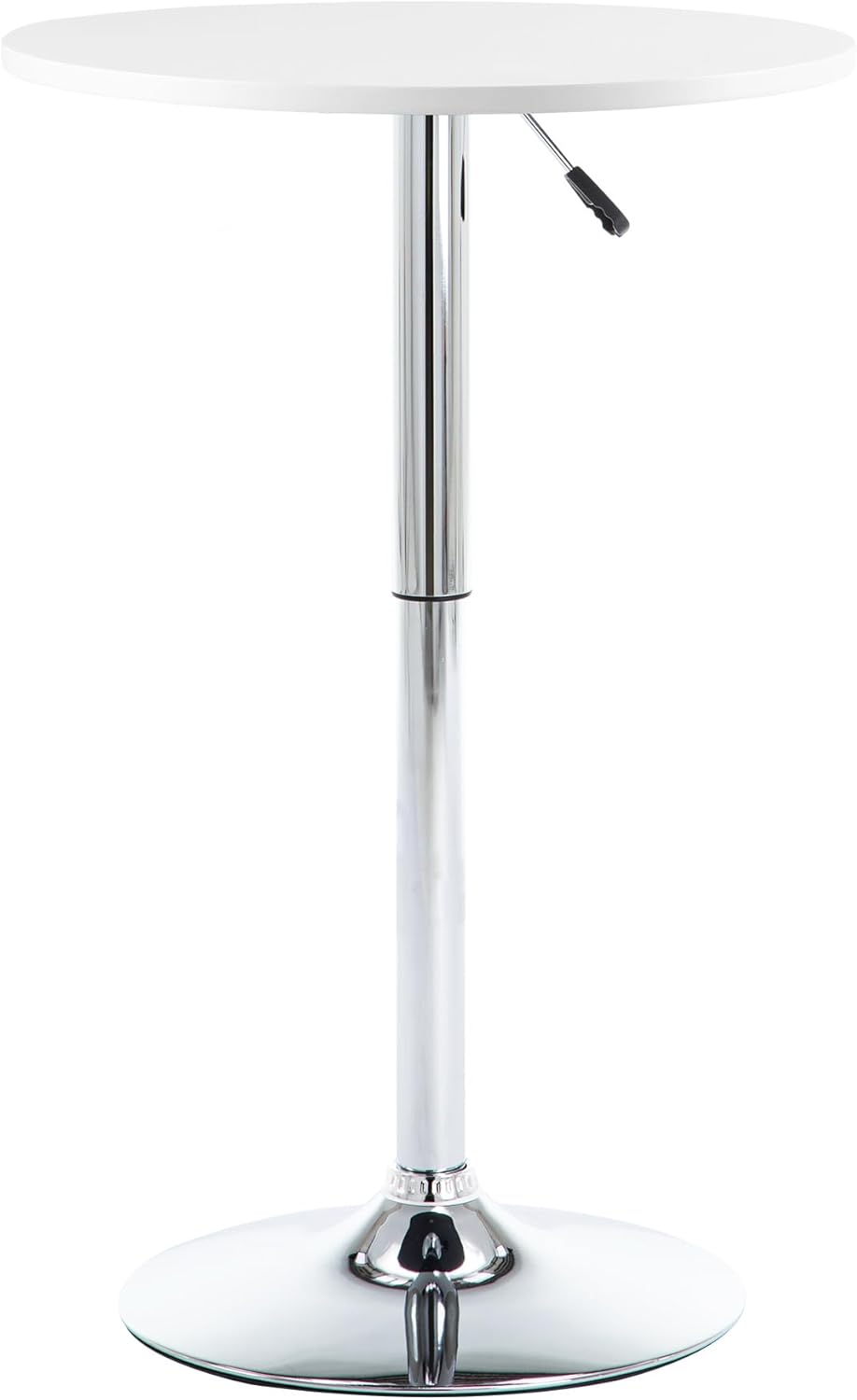 NOBPEINT Round Pub Table, Height Adjustable Bar Table 27-36 inches, 360 Swivel Table Top, White