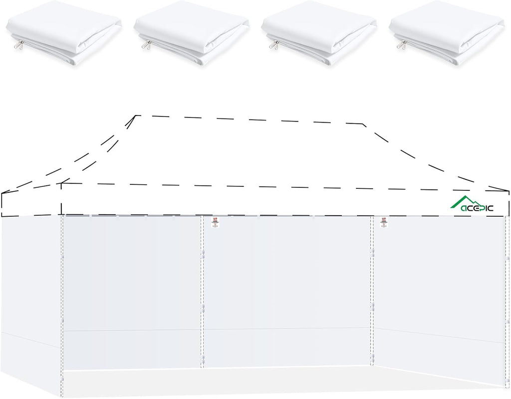 ACEPIC 10x20ft Canopy Sidewalls Only, White (4PCS, Frame Not Included)