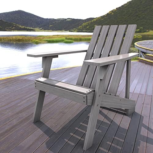 JONATHAN Y Irving 32" Solid Acacia Wood Adirondack Chair, Gray