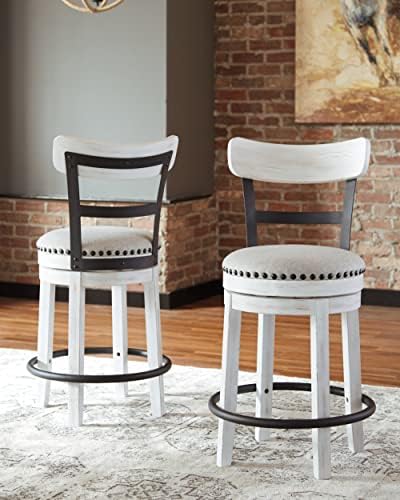 Signature Design by Ashley Valebeck Swivel Counter Height Bar Stool, White