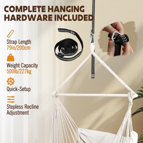 Chihee Hammock Chair Foot Rest 2 Cushions Max 500 lb Metal Spreader Bar