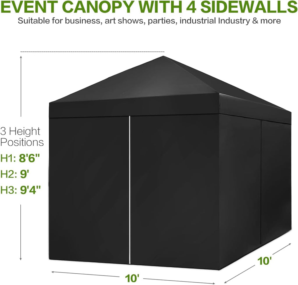 tunbne 10x10 pop up canopy tent with 4, close-up detail