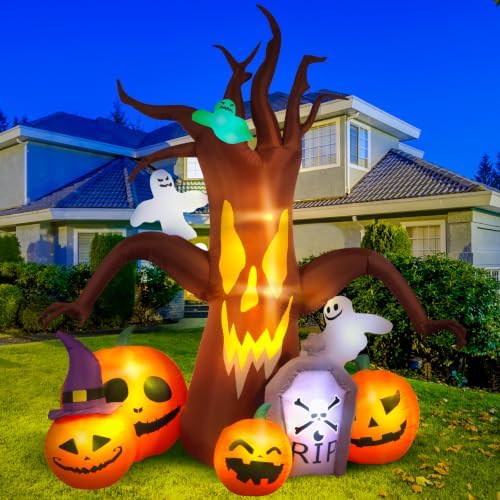 Max Fun 8FT Halloween Inflatables Decorations Inflatable Dead Tree Outdoor Decorations with LED Lights Built-in Blow Up Yard Decoration Pumpkin Ghost for Outdoor Garden Lawn(8Ft-Halloween Dead Tree)