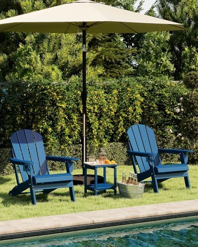 GREENVINES Folding-Adirondack-Chairs Set of 2, HDPE All Weather, Blue