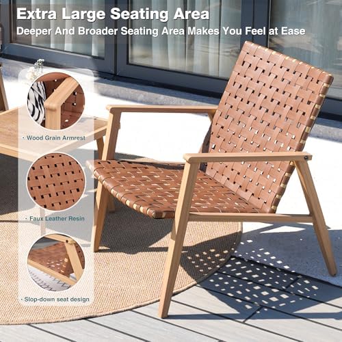 3 Pieces Patio Bistro Set, Outdoor Chairs Set of 2 with Table