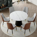 Round Dining Table Set for 6, Modern Round Dining Table Small 45 Inch Dinner Table Wood Round Tables for Living Room, Space Saving, Easy Assembly
