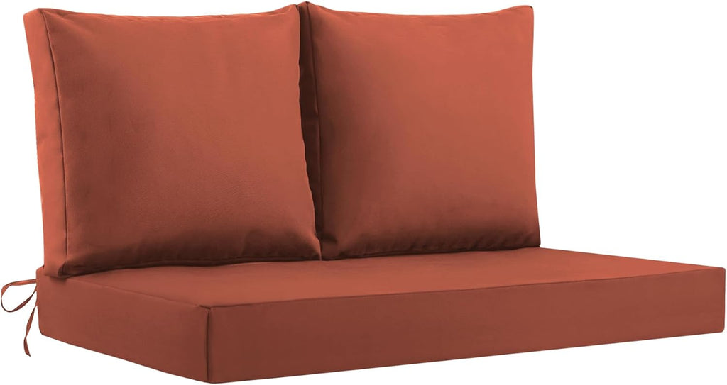 Outdoor Loveseat Cushions, 46×26×4 Inch, Waterproof, Spice