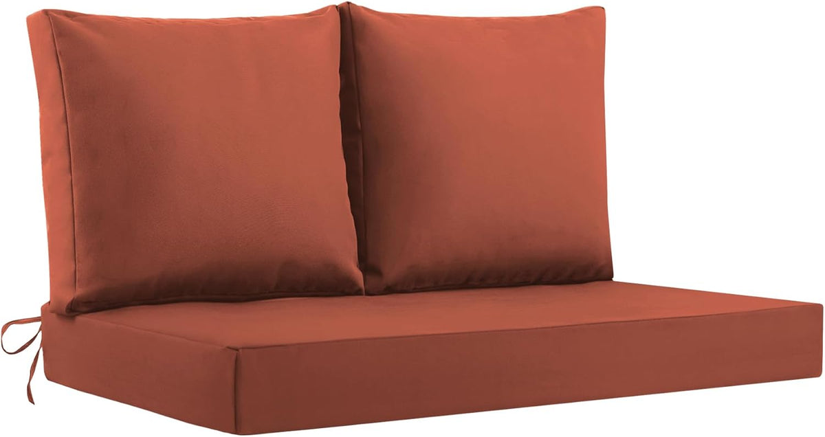 Outdoor Loveseat Cushions, 46×26×4 Inch, Waterproof, Spice