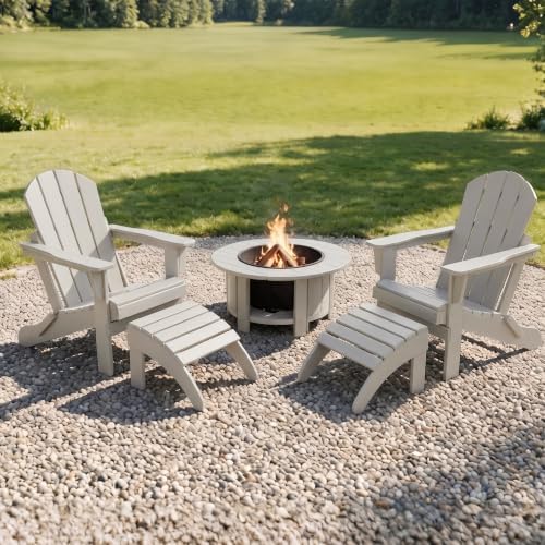 WO Home Furniture HDPE Folding Adirondack Ottoman, Sand