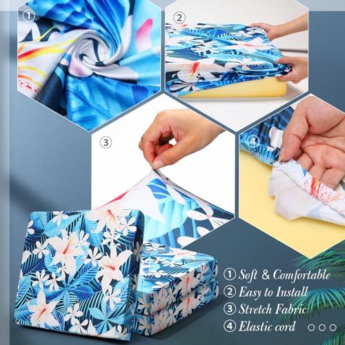 Tingjoo 8 Pcs Christmas Patio Cushion Covers, White Floral