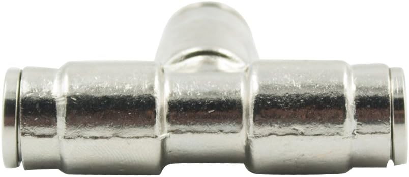 10pcs Nickel Plated Brass Push to Connect Fitting for High Pressure Mist Cooling System, Misting Tee Slip Lock, 3/8" Tube OD