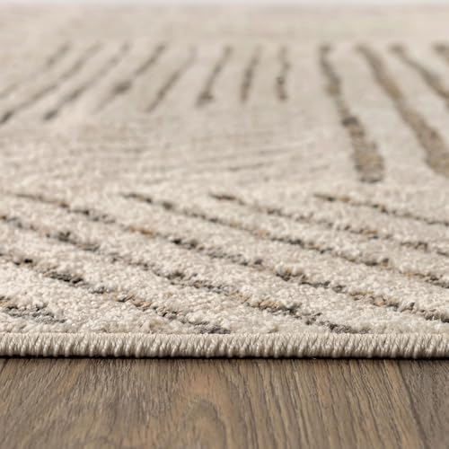 Rugshop Modern High-Low Patchwork Geometric Area Rug Cream 7'10" x 10'