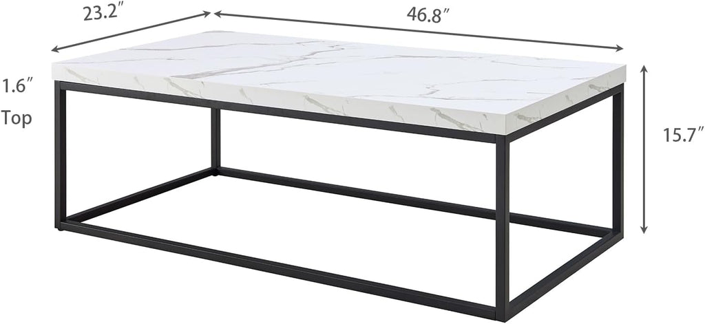 CENSI 47-Inch White Marble Coffee Table/Center Table, Large Size