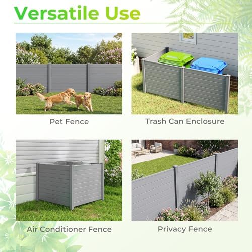 GIANTEX 36''H x 48''W Air Conditioner Fence Privacy Screen 3 Panels, Gray