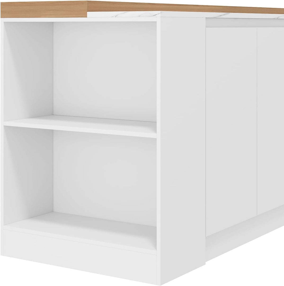 82.7" Large Bar Table Kitchen Station, Home Bar Unit with Lighting, 3 Drawers & 4 Shelves, Bar Cabinets Reception Desk for Home Pub Kitchen Storage, White