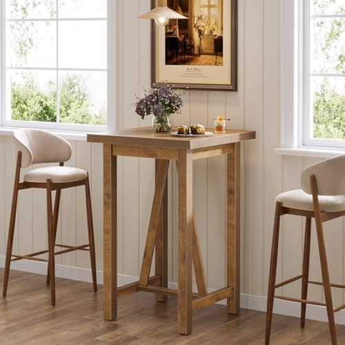 Tribesigns Square Bar Table, 39.4" Tall Counter Height Pub Table for Cocktail Coffee Bistro, Farmhouse High Top Desk for Living Room, Dining Room, Kitchen, Small Space