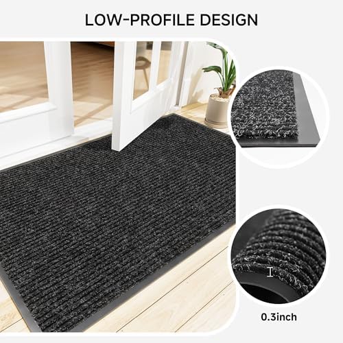100pointONE Front Door Mat, Heavy Duty Indoor Outdoor Doormat for Entryway, 120" x 36" Low Profile Outdoor Mats for Home Entrance, Stain and Fade Resistant Welcome Mat for High Traffic Area, Black