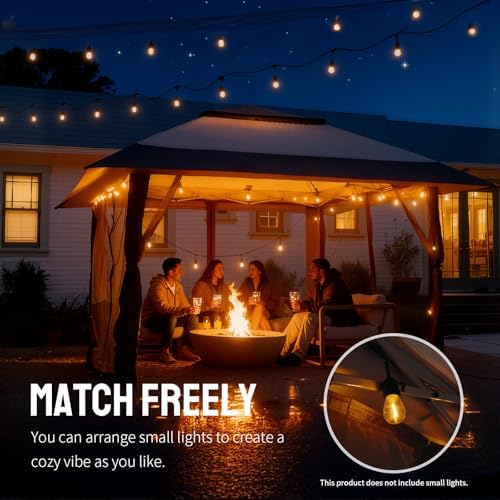 CROWN SHADES 11x11 Pop Up Gazebo, Outdoor Canopy Tent, Beige & Coffee