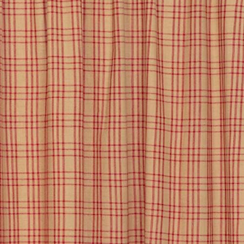 VHC Brands Sawyer Mill Plaid Cotton Farmhouse Kitchen Curtains Rod Pocket Hanging Loops 24 Inches Length, Tier Pair, Red