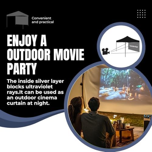 10x10 Pop Up Canopy Tent Sidewalls - Straight Leg Compatible, 300D Waterproof Polyester with 99% UV Protection, 3 Piece Black Wall Set